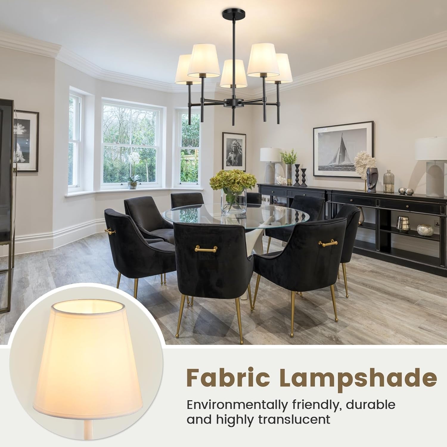 Black Five Light Contemporary Dining Room Chandelier
