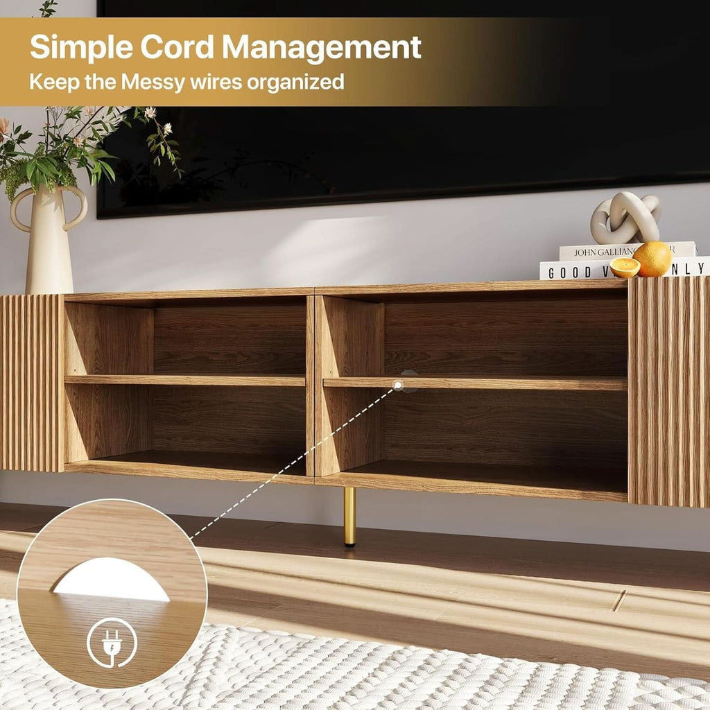 Eighty Six Inch TV Stand With Fluted Doors Entertainment Center