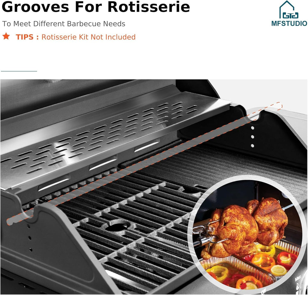 Propane 4-Burner Grill And Griddle Porcelain-Enamel Cast-Iron