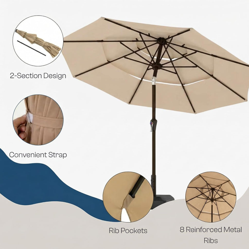 10ft Weatherproof Outdoor Patio Umbrella UPF 50Plus