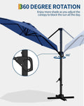 10Ft Cantilever Patio Umbrella With 360 Rotation Weatherproof