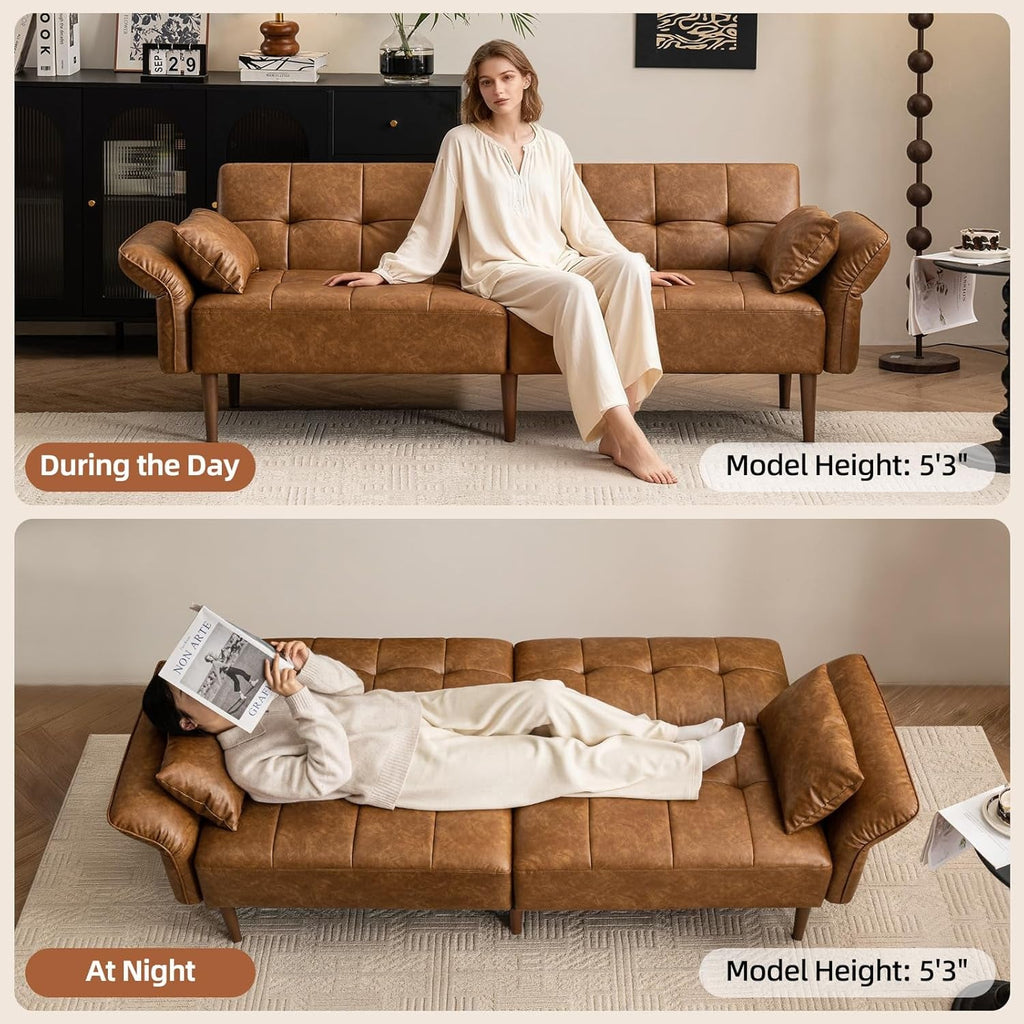 Eighty FiveInch Ultra Convertible Armrests Futon Sofa Bed