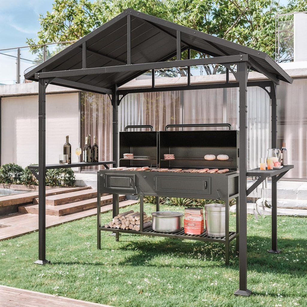 8x5ft All Weather Outdoor Gazebo With Integrated Bar