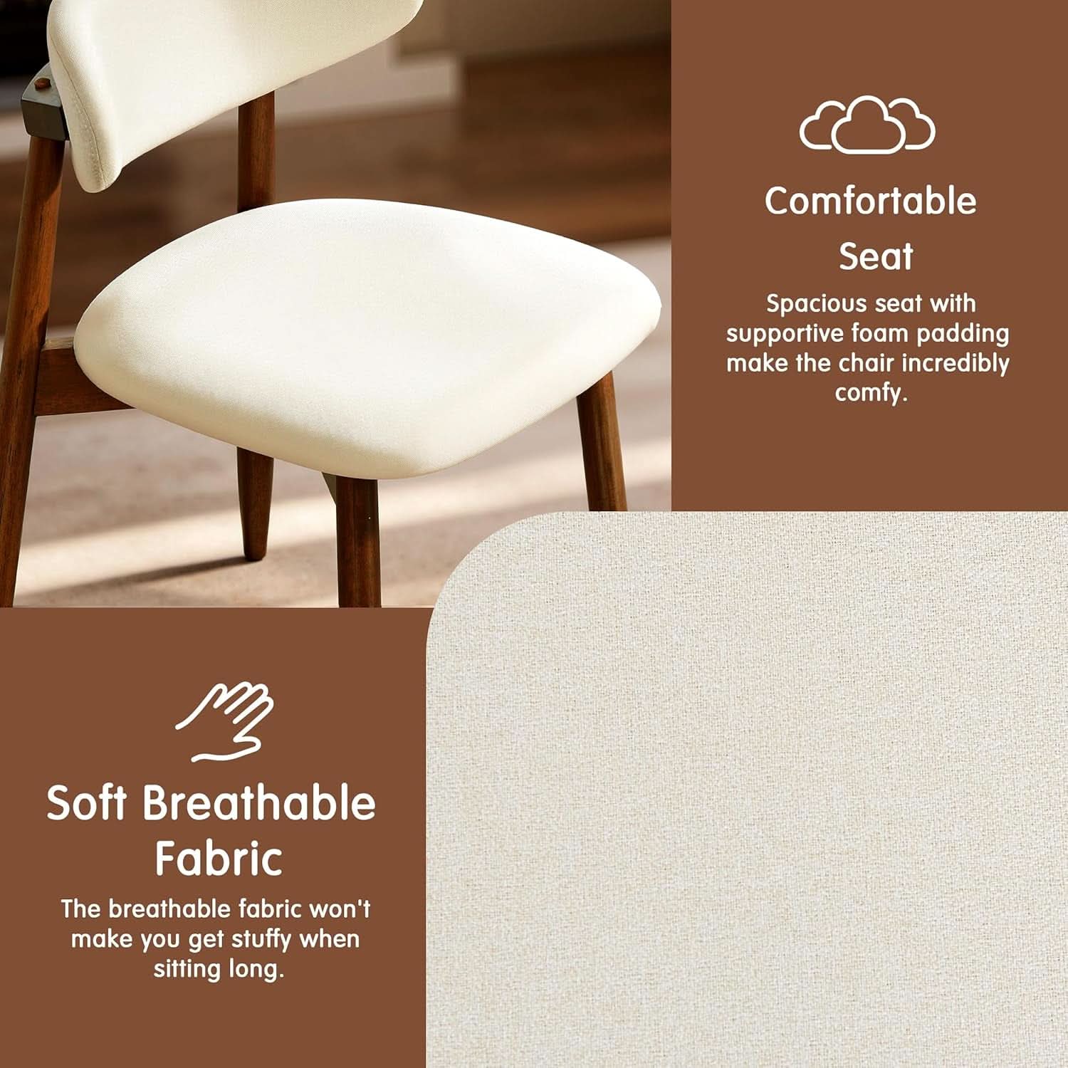 Beige Upholstered Mid Century Modern Dining Chairs