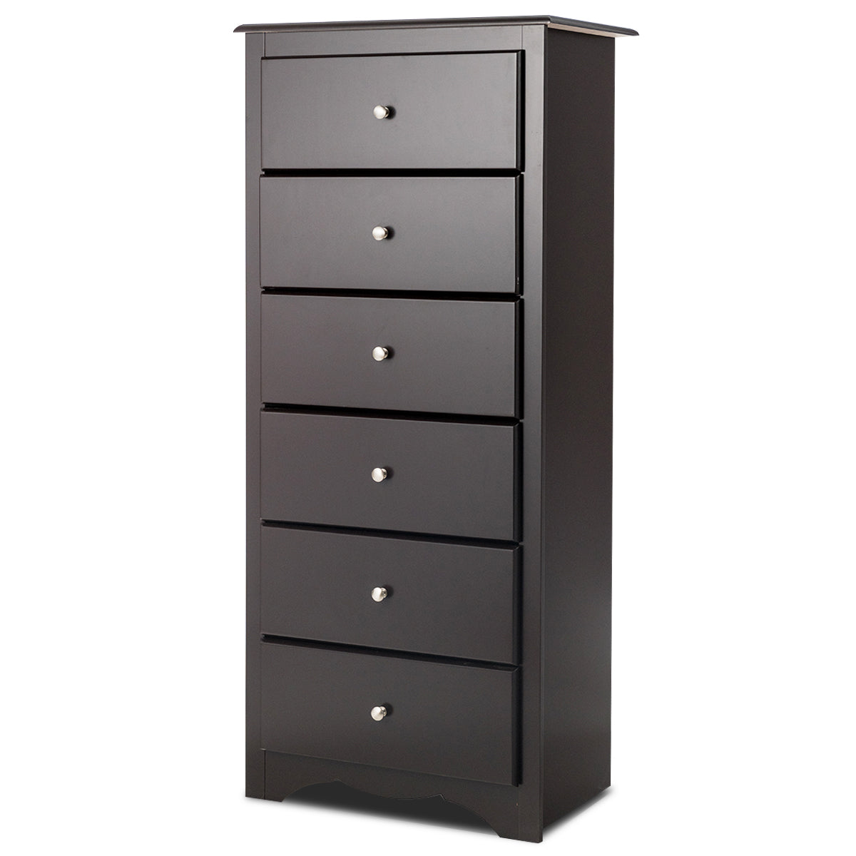 NNECW 6 Drawer Chest with Mental Knobs for Living Room-Brown