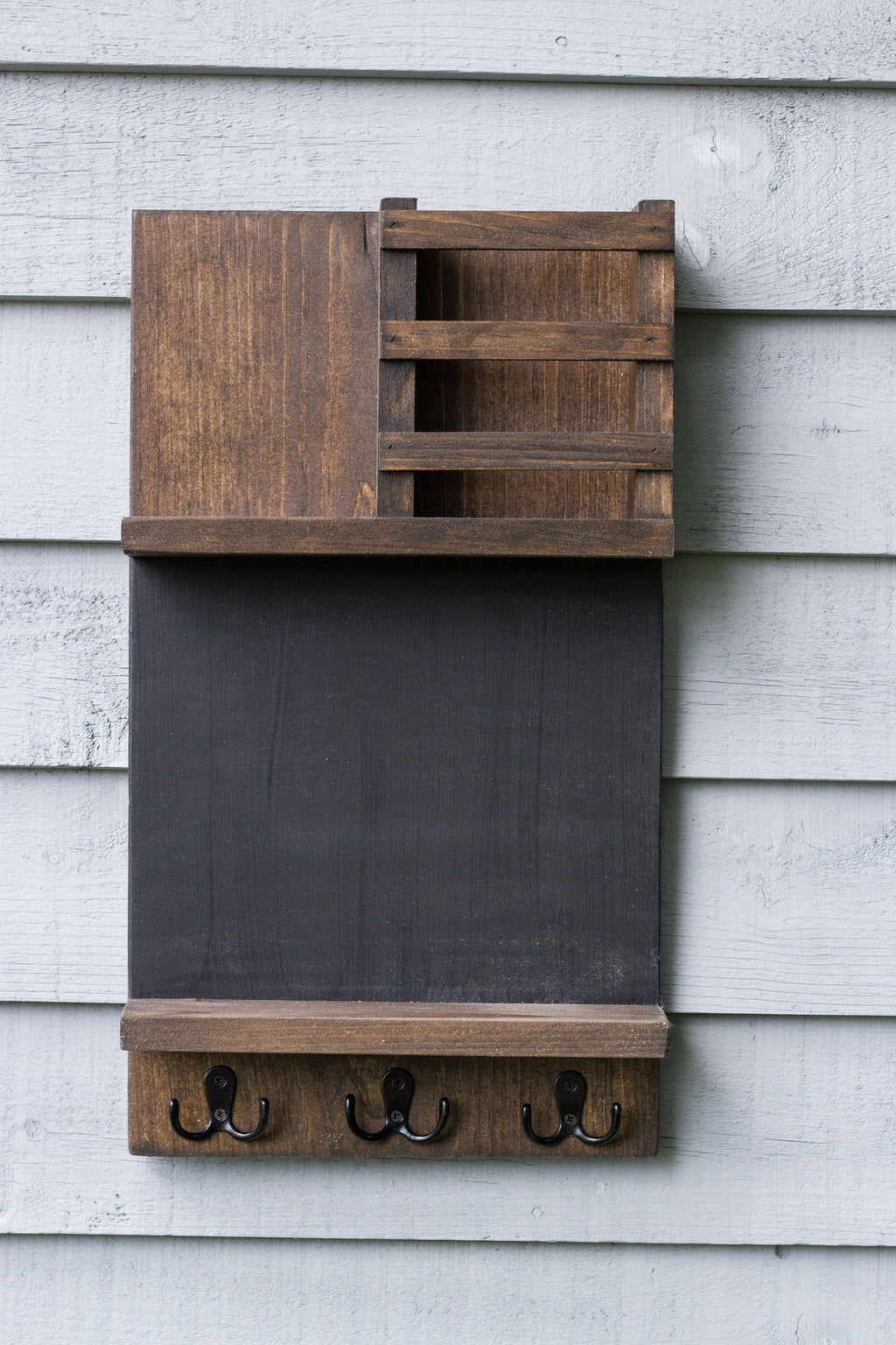 Home Organization Command Center, Chalkboard Mail Holder with Key Hooks