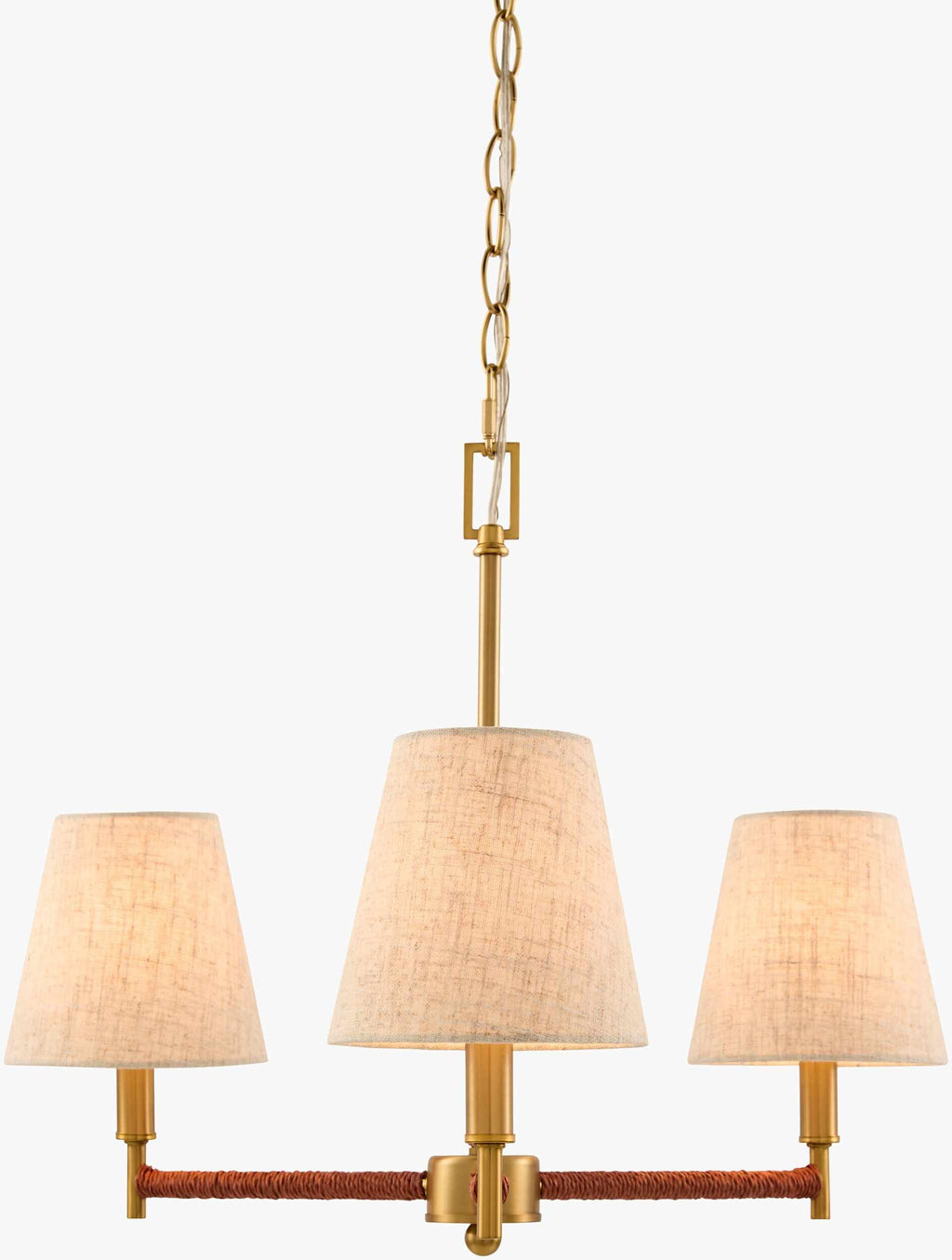 Rich Gold Modern Chandelier with linen details for dining or living rooms