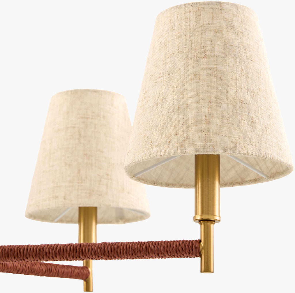 Soft Gold Modern Chandelier with linen details for dining or living rooms