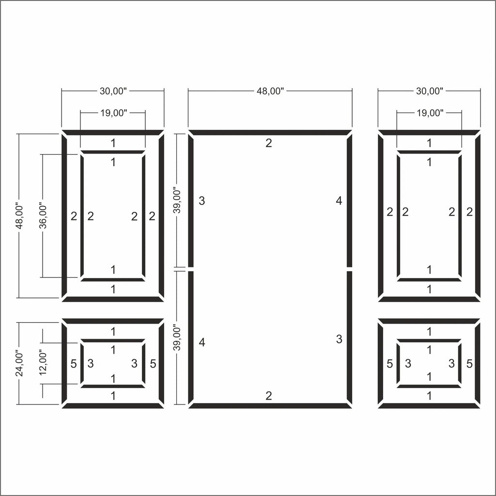 Ready to Assemble Wall Molding Package - 2 Upper, 1 Center & 2 Bottom Frames | Easy Installation