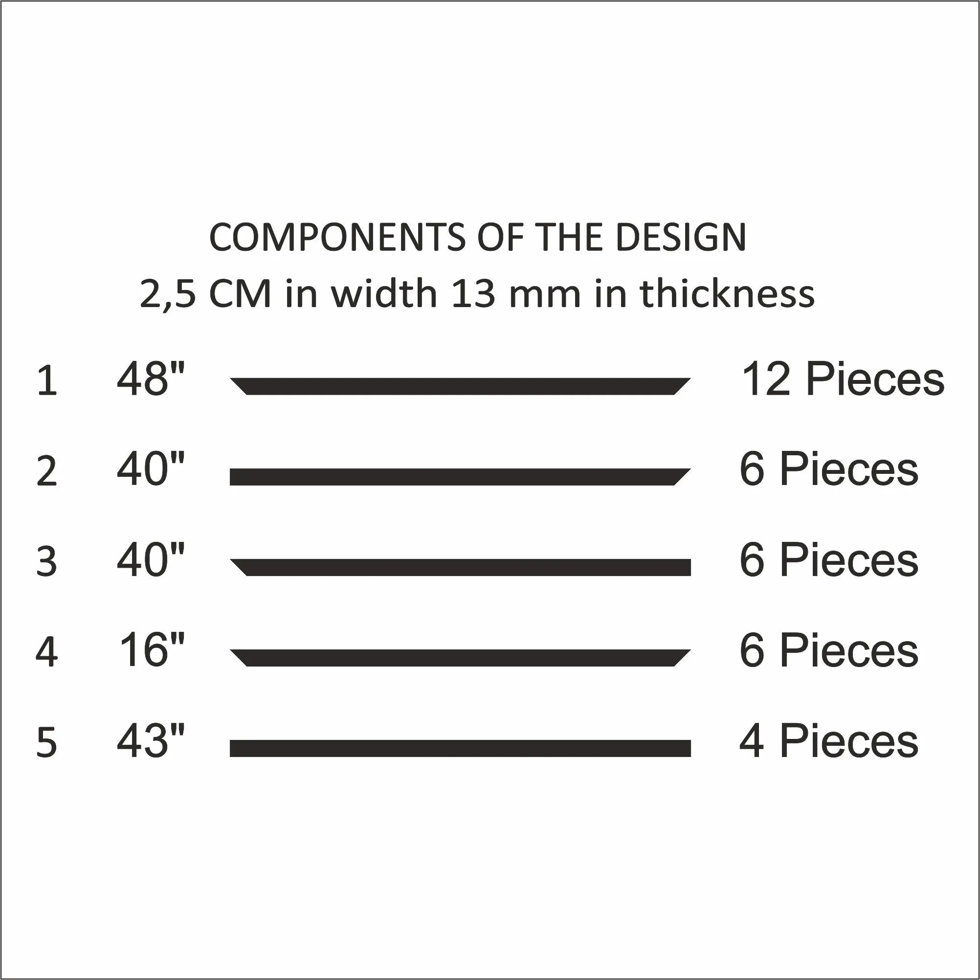 Peel and Stick Wall Trim Kit - 3 Upper and 3 Bottom Frames with Chair Rail | Easy Installation