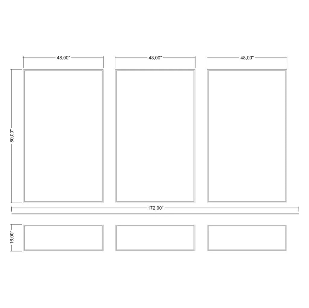 Peel and Stick Wall Trim Kit - 3 Upper and 3 Bottom Frames with Chair Rail | Easy Installation