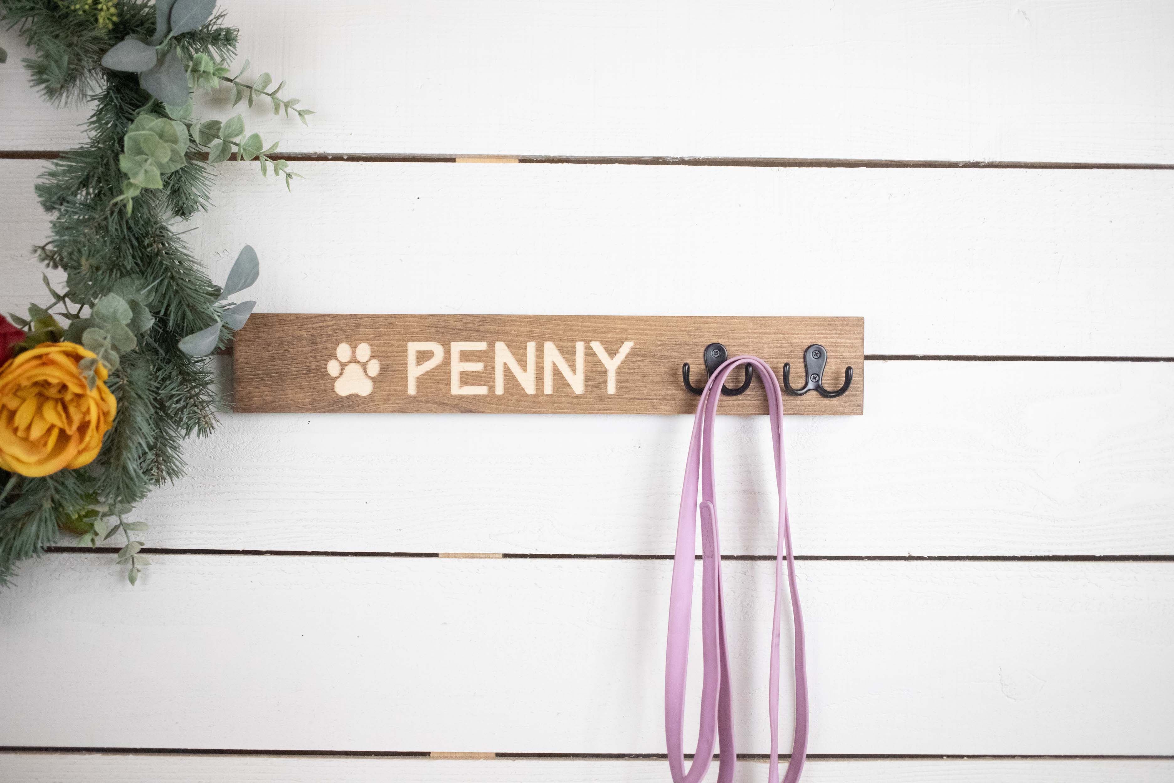 Horizontal Personalized Leash Holder, Engraved Backpack Hook, Customizable Coat Hook,
