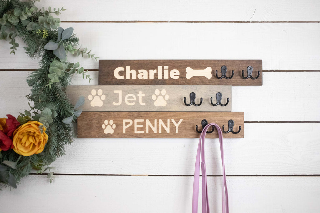 Horizontal Personalized Leash Holder, Engraved Backpack Hook, Customizable Coat Hook,