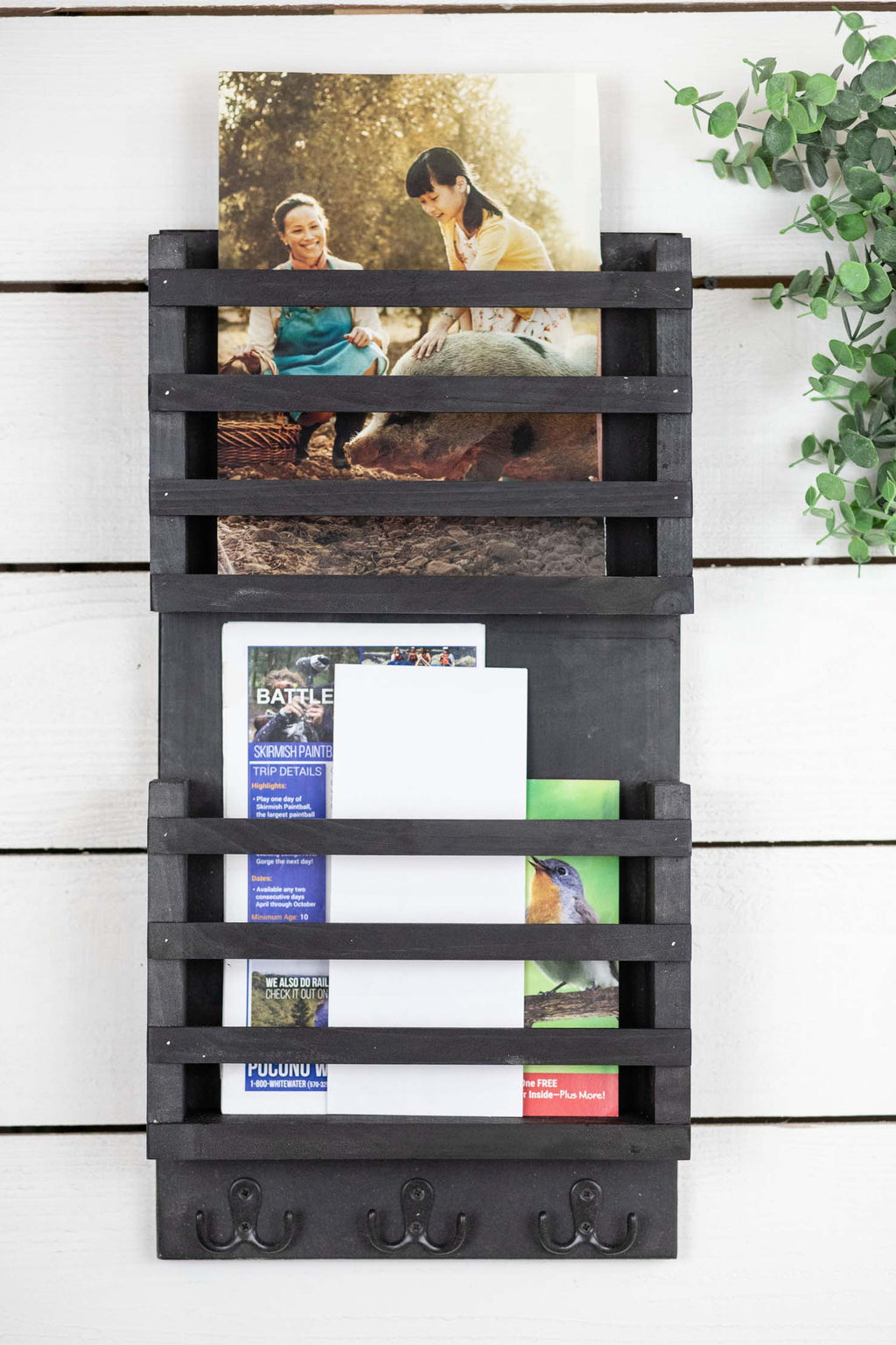 Double Slot Tall Mail and Key Holder, Home Entryway Organization
