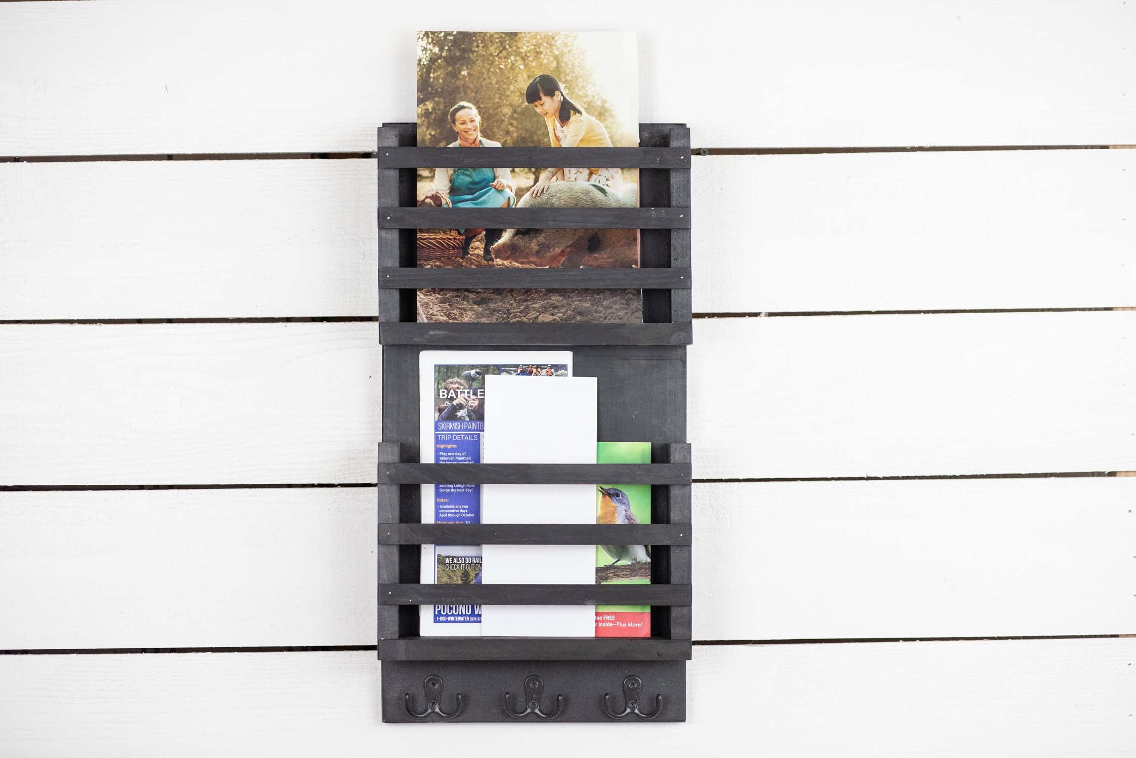 Double Slot Tall Mail and Key Holder, Home Entryway Organization