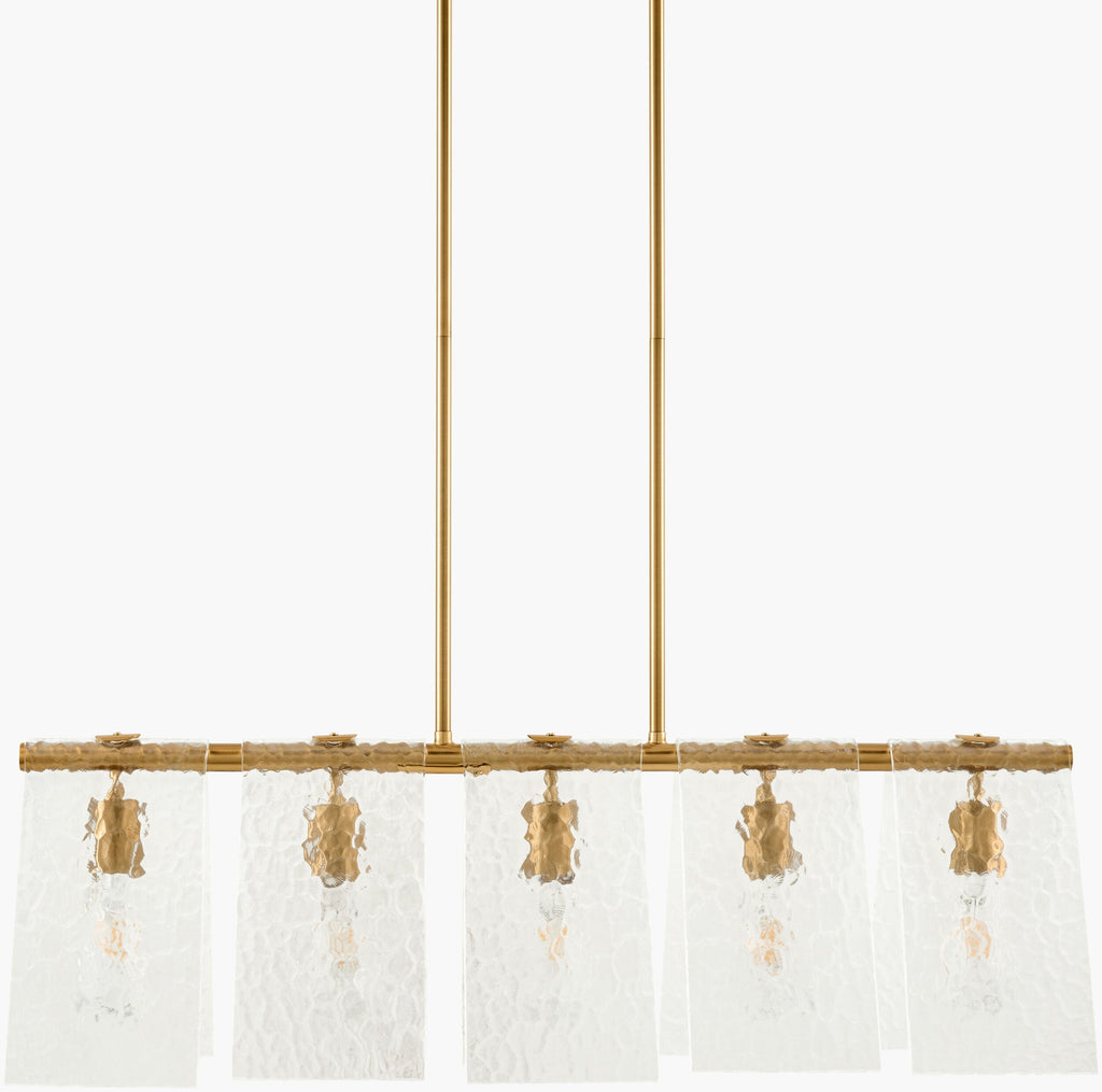 Mustard Modern Chandelier with glass details for dining or living rooms