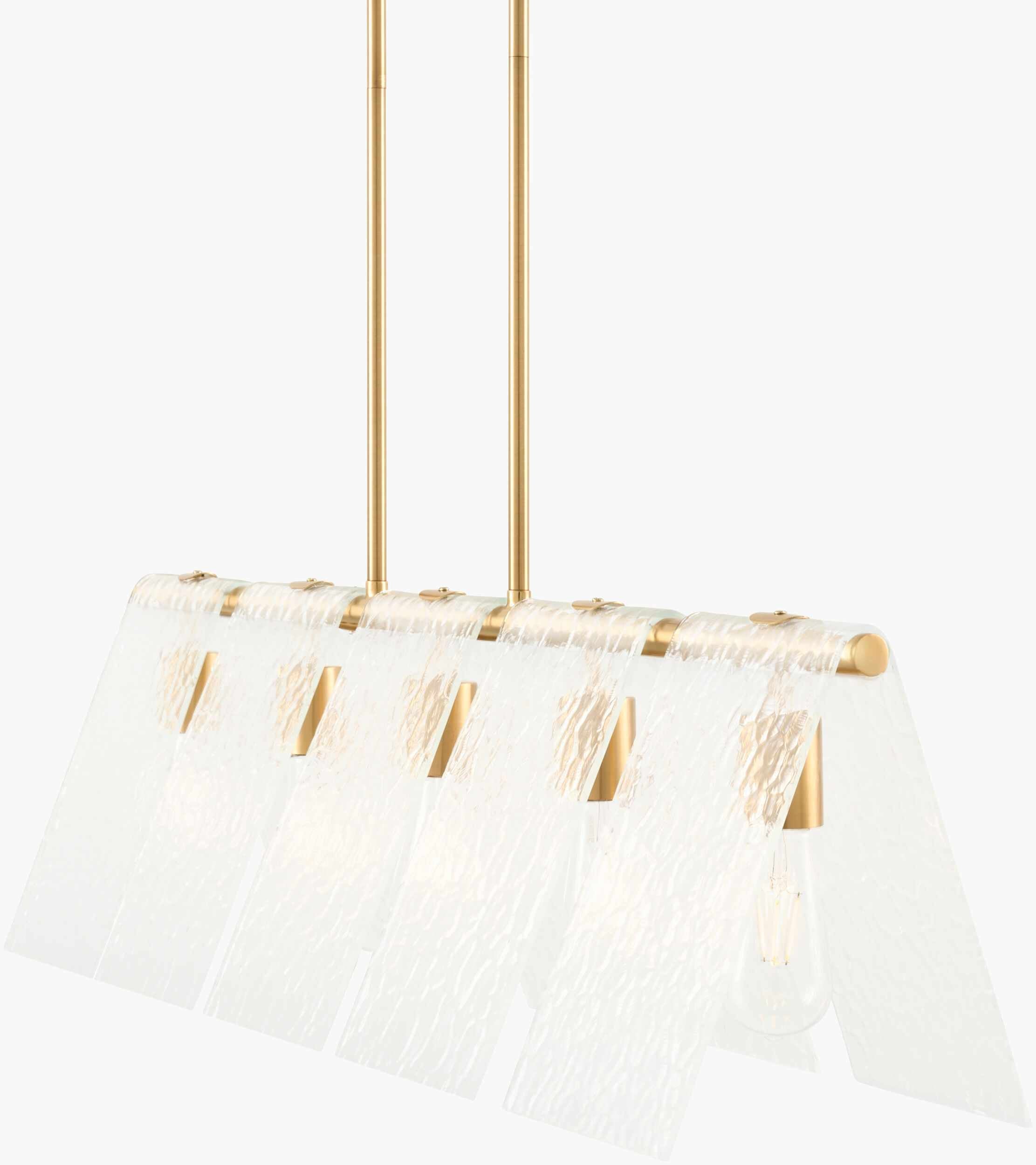 Mustard Modern Chandelier with glass details for dining or living rooms