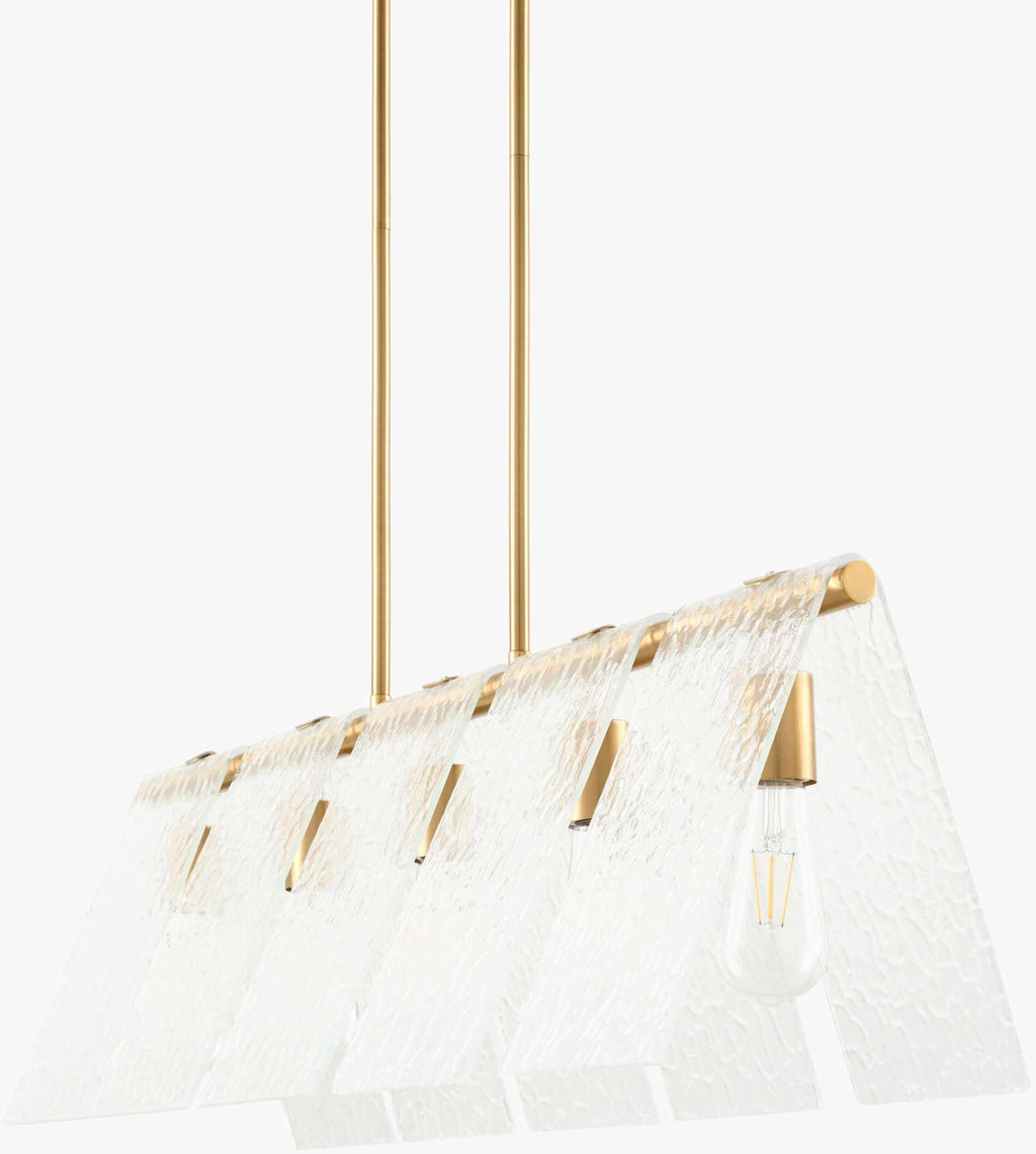 Mustard Modern Chandelier with glass details for dining or living rooms