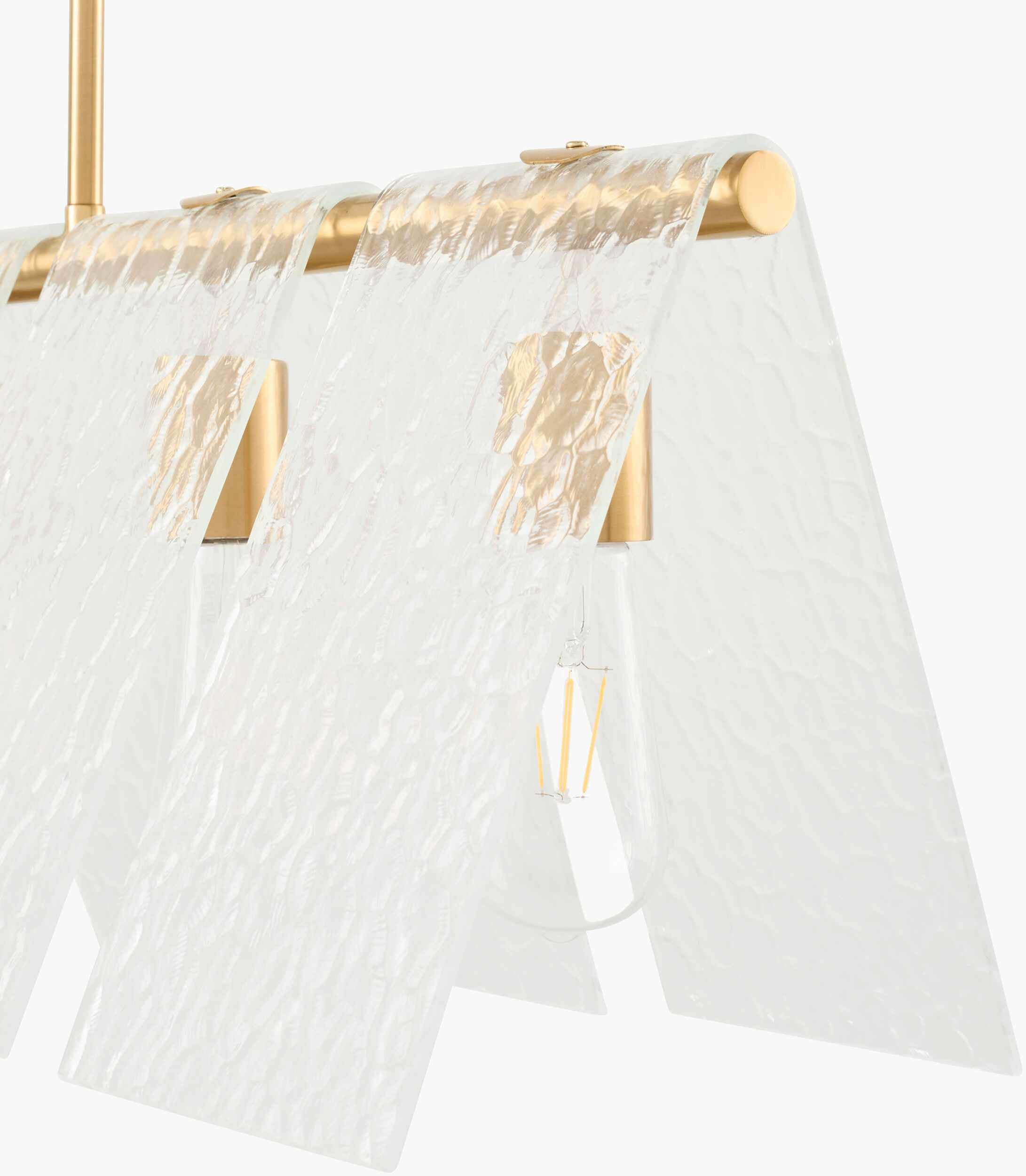 Mustard Modern Chandelier with glass details for dining or living rooms