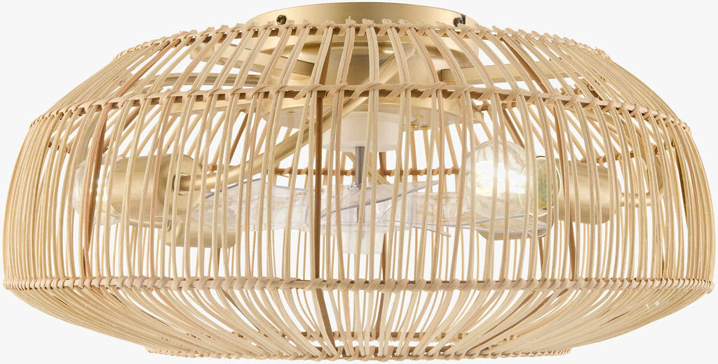 Orange Coastal Chandelier with rattan details for dining or living rooms