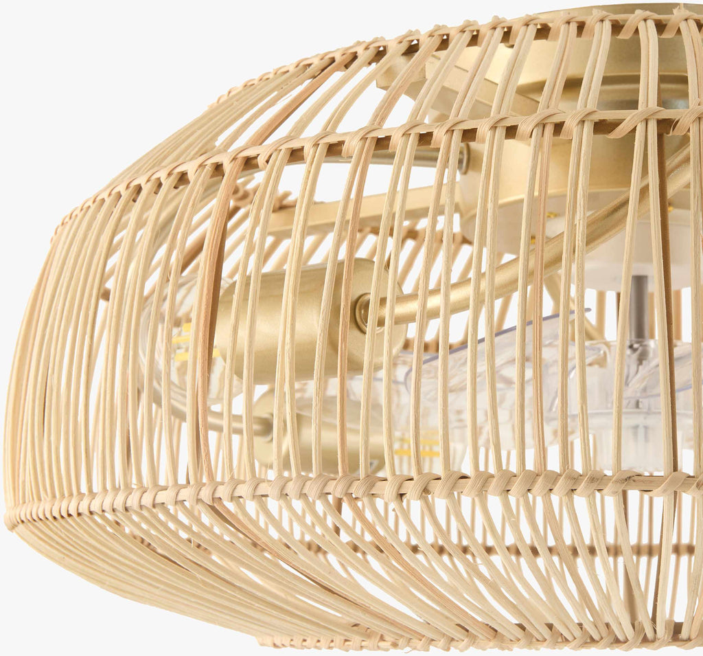 Orange Coastal Chandelier with rattan details for dining or living rooms